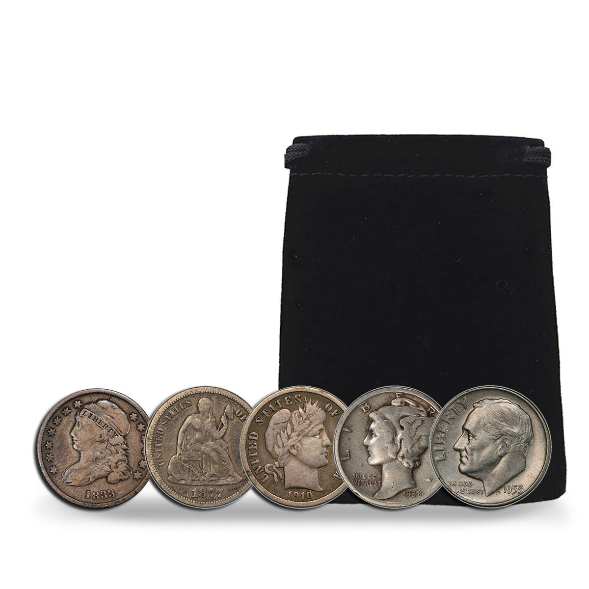 Complete Dime Collection - 5pc with Black Pouch Questions & Answers