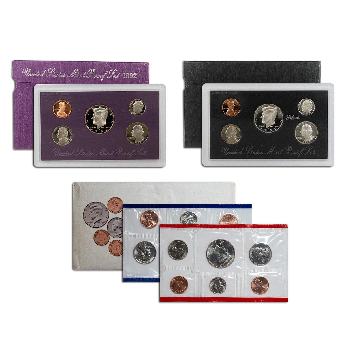 What coins in the collection are made from 90% silver?