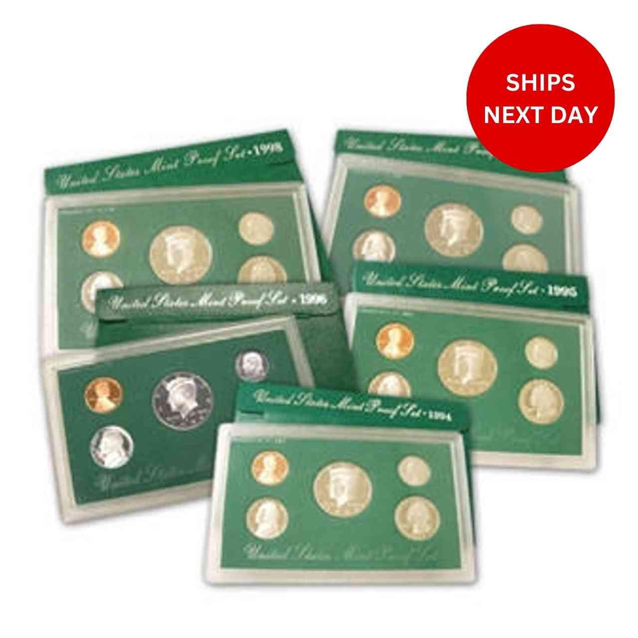 1994-1998 Green Box Proof Set Collection (5 Boxes) Questions & Answers