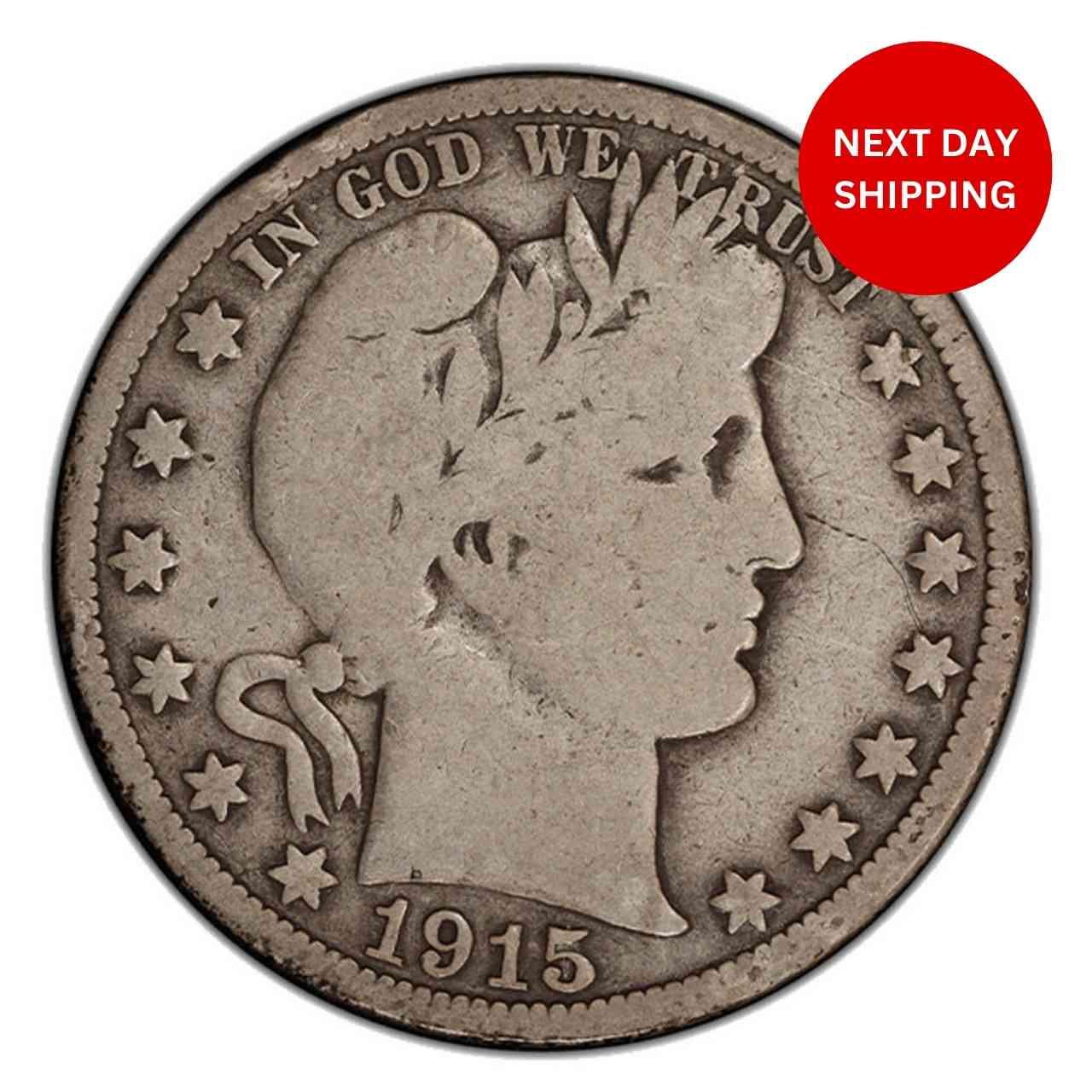 What design elements are featured on the obverse of the Barber Half Dollar?