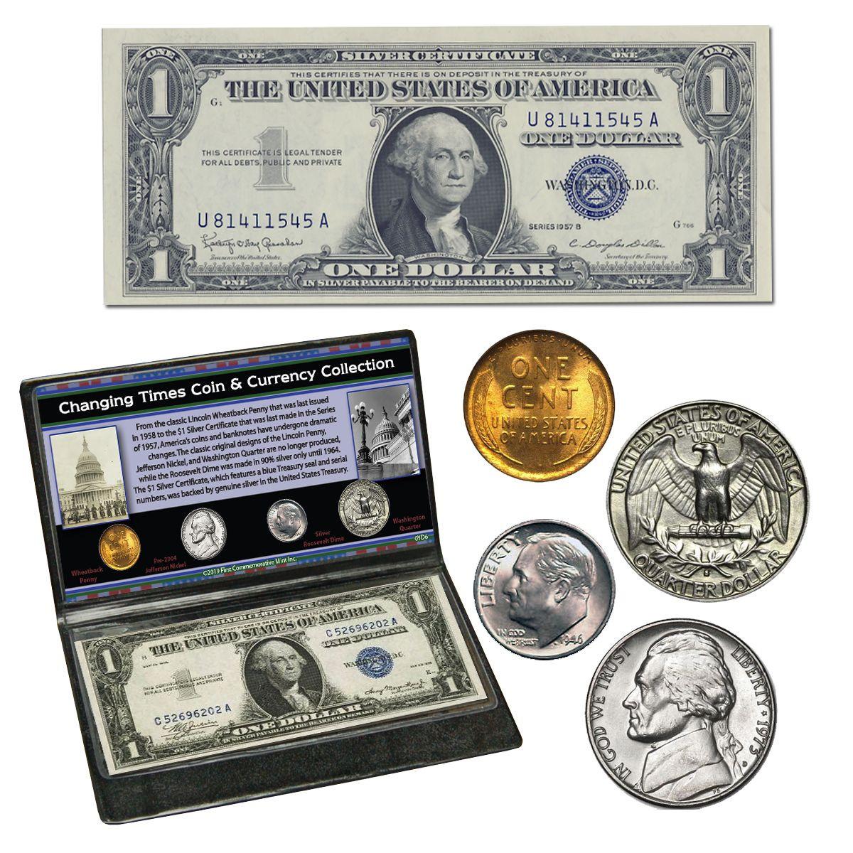 How is the Changing Times coin set stored?