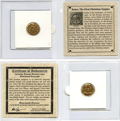 Authentic Roman Bronze Coin - The First Christian Empire Questions & Answers