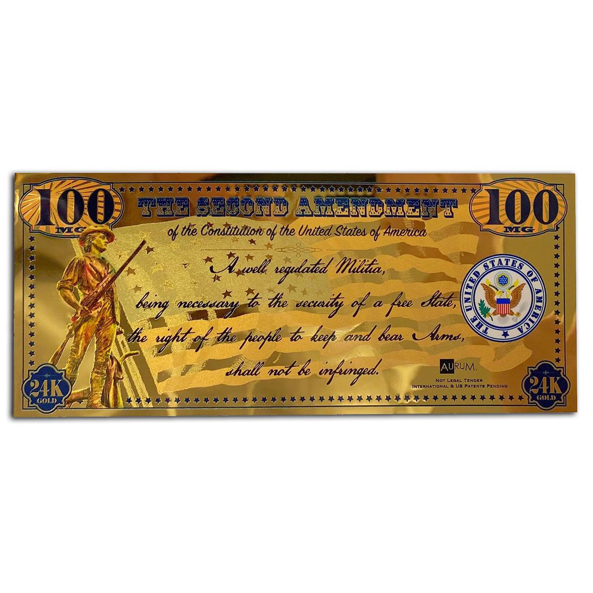 Aurum 100mg 24k Gold 2nd Amendment Note 1/10th gram Questions & Answers