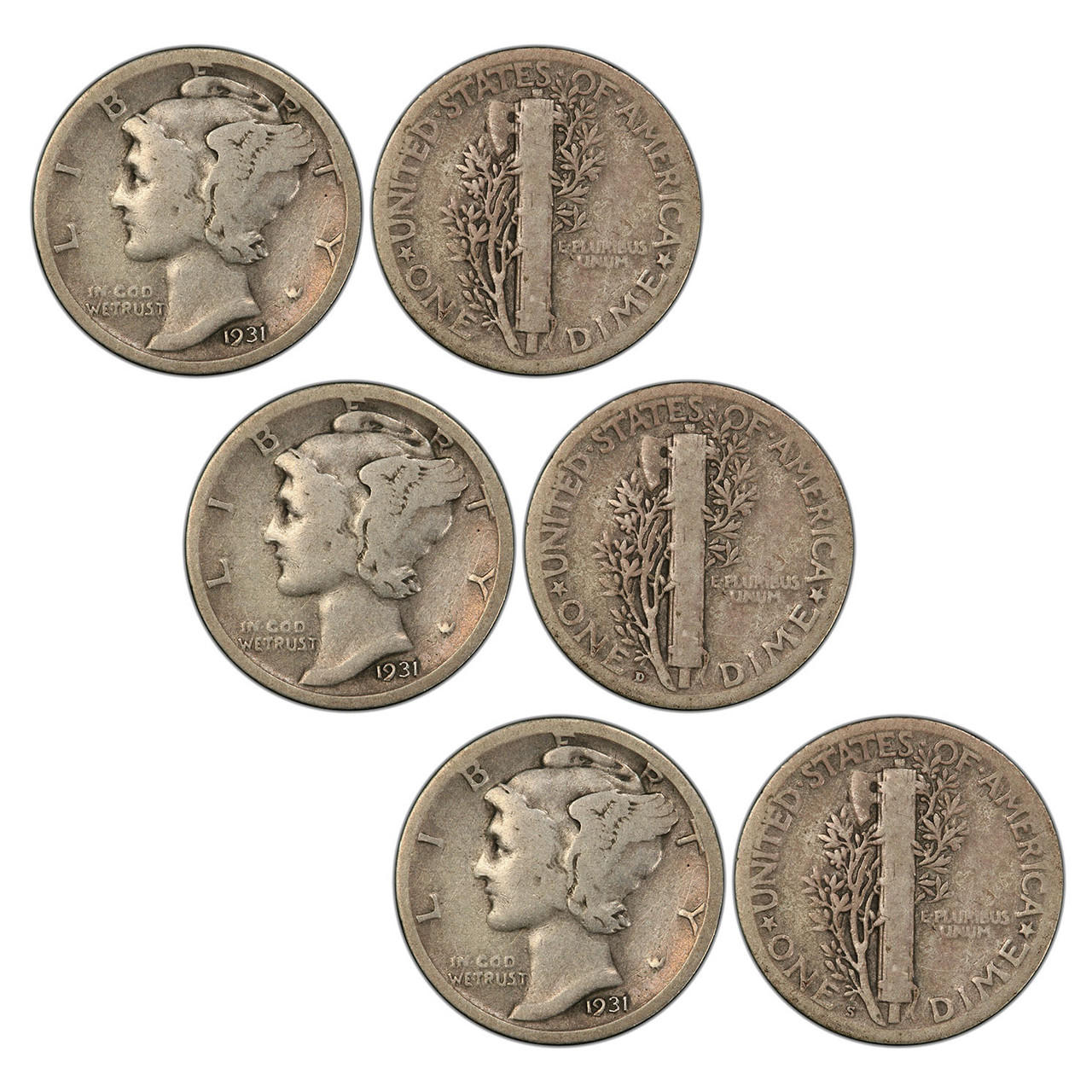 1931 P,D,S Mercury Dime - Depression Era Trio Questions & Answers