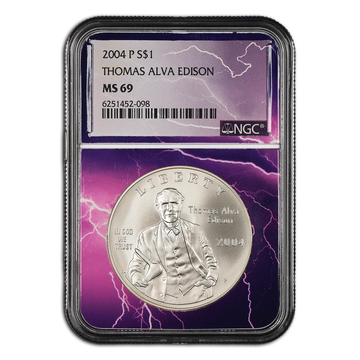 2004-P Thomas Edison Silver Dollar NGC MS69 - Lightning Core Questions & Answers