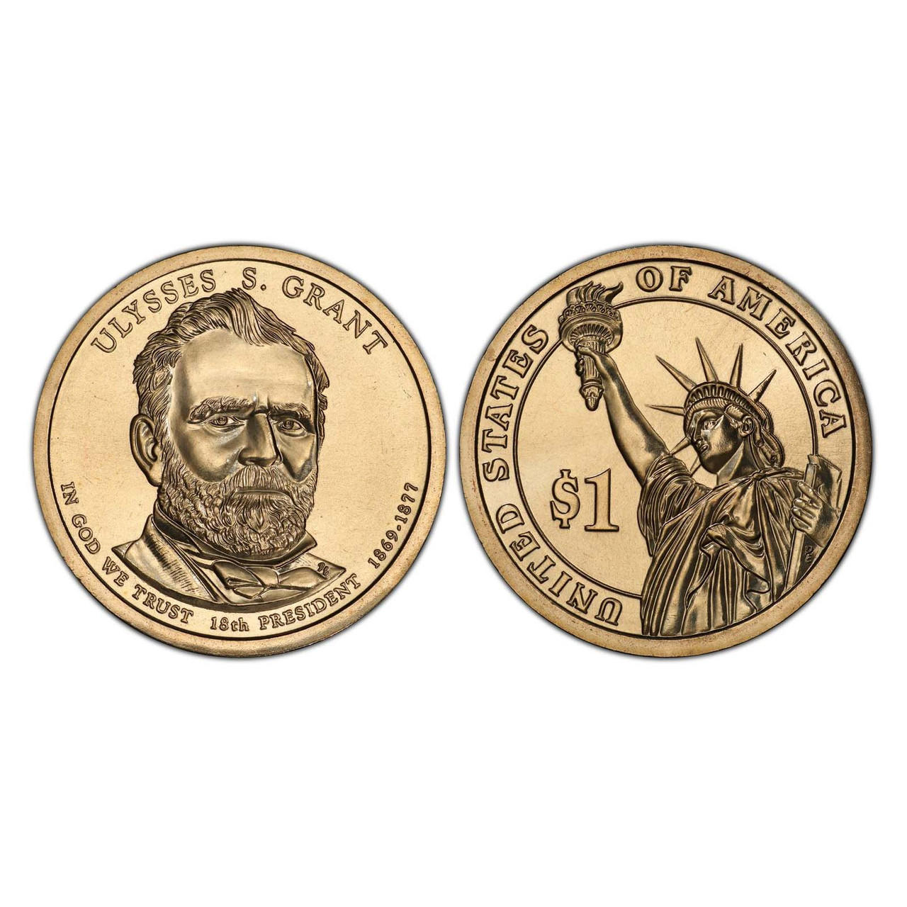 What is the diameter of the 2011-P Grant Dollar coin?