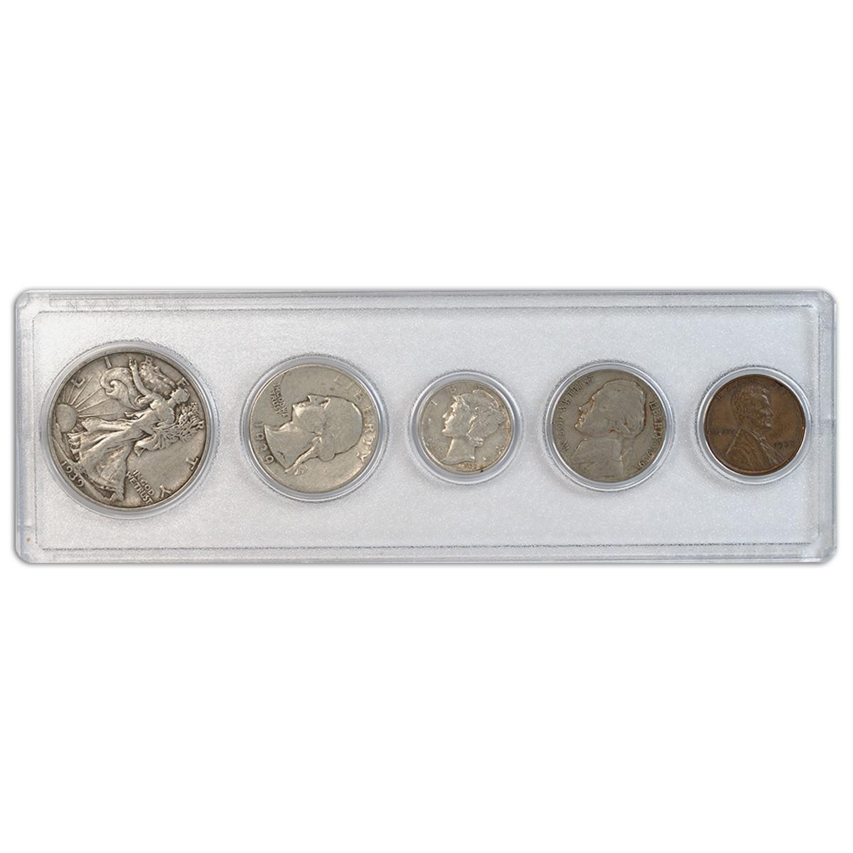 1939 Birth Year Set 5 Coins in VG-VF Condition - Collectible Coin Sets Questions & Answers