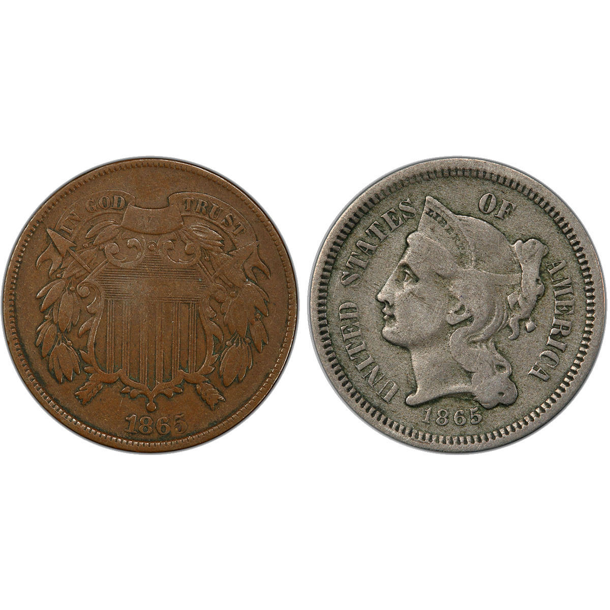 How long was the 1865 Two Cent Piece in circulation?